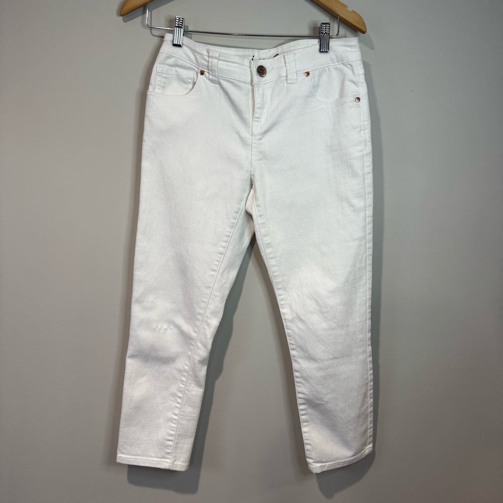 INC White Skinny Leg Regular Fit Cropped Jeans Preppy Coastal Minimalist Size 4